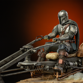 Статуетка Iron Studios MANDALORIAN On Speederbike - Deluxe Art Scale 1/10 (Мандалорець) 17.8 см (0609963128402)