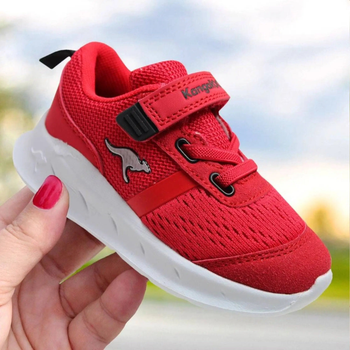 Buty sportowe dziecięce dla dziewczynki na rzepy Kangaroos 020970006173 23 Czerwone (4099758014946)