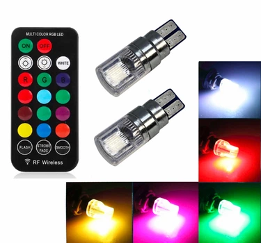 Светодиодные ламы RGB Габариты RGB Led W5W T10 разноцветные стробоскоп 12V (10795)