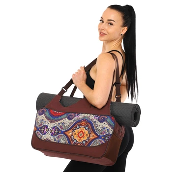 Сумка для йоги Yoga bag KINDFOLK (розмір 19х50х33см, поліестер, бавовна, темно-синій-фіолетовий) (FI-8366-4)