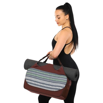 Сумка для йоги Yoga bag KINDFOLK (розмір 19х50х33см, поліестер, бавовна, сірий-синій) (FI-8366-3)