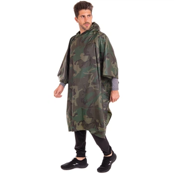 Дождевик, плащ-палатка пончо SP- (PVC, PL, размер One Size, камуфляж Woodland) (TY-6920)