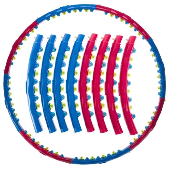 Обруч для похудения массажный разборной Хула Хуп Hula Hoop DOUBLE GRACE MAGNETIC 1,5 кг 8 секций d-105 см синий-розовый JS-6003