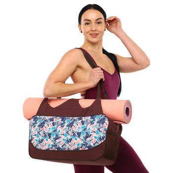 Сумка для йоги Yoga bag KINDFOLK (розмір 19х50х33см, поліестер, бавовна, рожевий-блакитний) (FI-8366-2)
