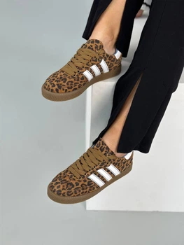 Кеды женские ShoesBand Замшевые леопардовые с белыми полосками 41 (26,5 см) (S44011-4)
