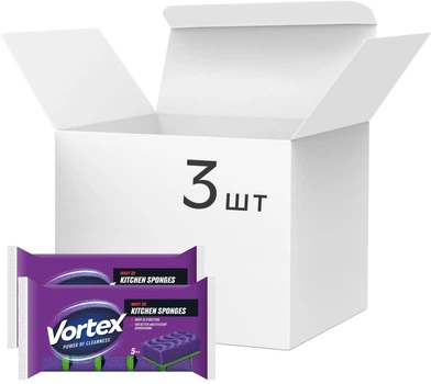 Упаковка губок кухонних Vortex 3D Wave 3 пачки по 5 шт (4823071662849)