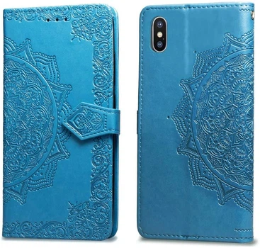 Чохол Vintage для IPhone X книжка з візерунком шкіра PU блакитний Без бренду