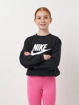 Дитячий теплий світшот на флісі Nike K Nsw Club Flc Crew Ls Hbr FD2992-010 128-137 см Black/White (0196606980492)