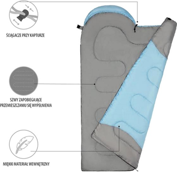 Спальний мішок двомісний Nils Camp NC2008 Розмір M Синьо-сірий (5907695546453)