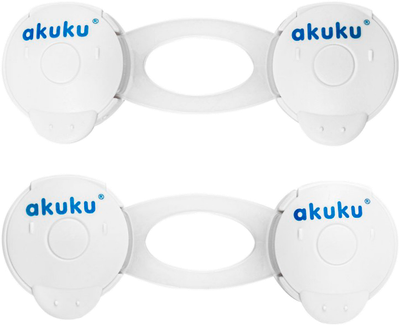 Замок-блокиратор Akuku для шкафа и ящиков 10 см 2 шт Белый (A0648)