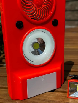 Вентилятор із акумуляторним ліхтарем Solar Led Rechargeable Lamp HJ-088 USB сонячна батарея Червоний