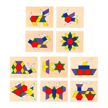 Mozaika geometryczna Viga Toys drewniana z szablonami (6934510500290)