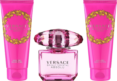 Подарунковий набір для жінок Versace Bright Crystal Absolu Косметичка + Парфумована вода 90 мл + Лосьйон для тіла 100 мл + Гель для душу 100 мл (8011003884872)