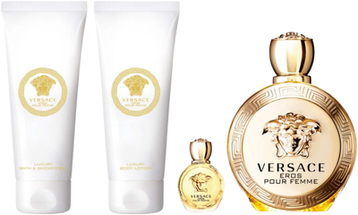 Подарунковий набір для жінок Versace Eros Парфумована вода 100 мл + Парфумована вода 5 мл + Гель для душу 100 мл + Лосьйон для тіла 100 мл (8011003879205)