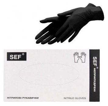 Перчатки нитриловые черный без пудры нестерильные SFM размер S (плотность 3.8 гр) 100 шт