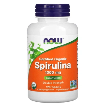 Спіруліна 1000 мг сертифікована органічна Now Foods Сertified Organic Spirulina 120 таблеток