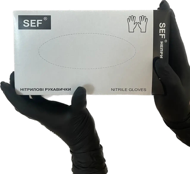 Рукавички SЕF нітрилові н/стерильні неприпудрені XL 1/100 пар ЧОРНІ