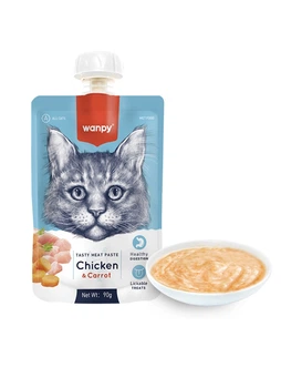 Влажный корм Wanpy Chicken & Carrot для кошек, крем-пюре курица с морковью, 90 г
