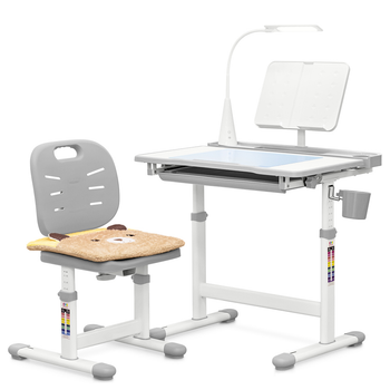 Комплект Evo-kids стул + стол + полка + лампа Серый (Evo-17 G Ergo)