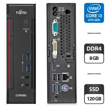 Неттоп Fujitsu Esprimo Q556 Desktop / Intel Core i3-6100T (2 (4) ядра по 3.2 GHz) / 8 GB DDR4 / 120 GB SSD / Intel HD Graphics 530 / DisplayPort / Блок питания в комплекте б/у