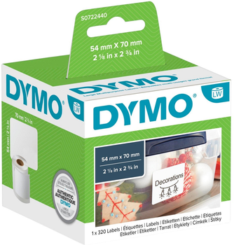 Термоетикетки Dymo S0722440 70 x 54 мм 320 шт White/Black (5411313990158)