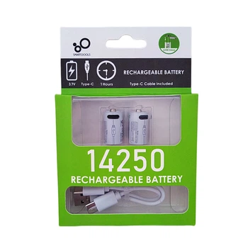 Аккумулятор 14250 3.7V с разъемом TYPE-C 300 mAh цена за блистер - 2 штуки + кабель TYPE-C