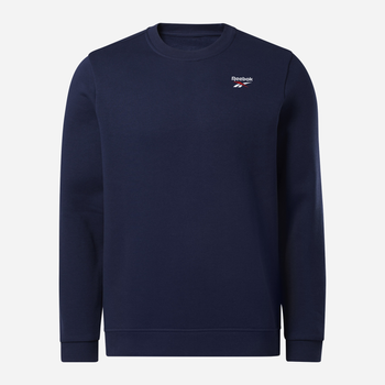 Світшот на флісі утеплений чоловічий Reebok Identity Small Logo Fleece Crew 100202867 S Темно-синій (1200143505472)