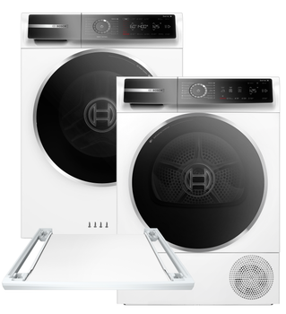 Стиральная машина полногабаритная BOSCH Serie 8 WGB24400UA + Сушильный автомат BOSCH WQB245B0UA + EU Соединительная планка Bosch WTZ27500 (комплект)