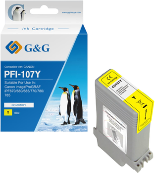 Картридж G&G PFI-107Y для Canon Yellow 130 мл (NC-00107Y)