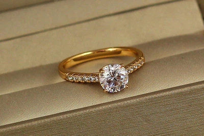 Кольцо Xuping Jewelry Арлет 6 мм р 16 золотистое