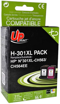 Набір картриджів UPrint CH563EE CH564EE для HP Dual pack 20 мл + 21 мл Black + Color (H-301XL-PACK)