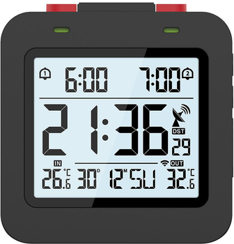 Настільний годинник-будильник Meteo Zp34 з системою Dcf і бездротовим датчиком для вимірювання зовнішньої температури (5907265019882)