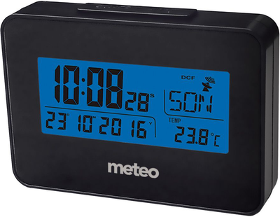 Budzik stołowy Meteo Zp30 z systemem Dcf i bezprzewodowym pomiarem temperatury wewnętrznej (5907265012623)