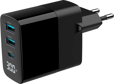 Ładowarka sieciowa Gembird PD 30W GaN 2 x USB-A + Type-C Black (TA-UC-PDQC30LCD-BK-02)