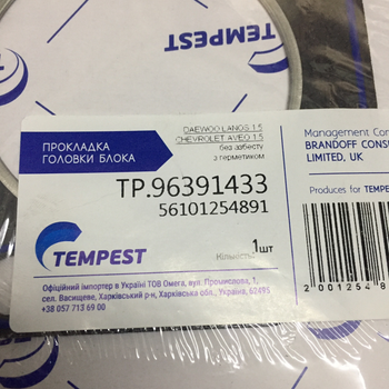 Прокладка ГБЦ TEMPEST 96391433 DAEWOO 1.5