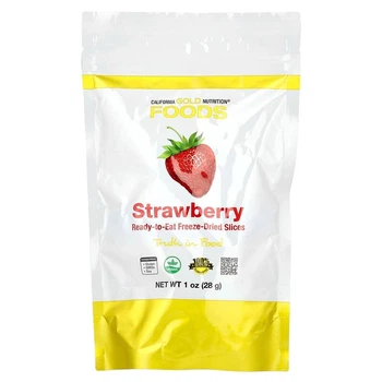 Сублімована полуниця California GOLD Nutrition "Freeze Dried Strawberry" сушені шматочки ягід (28 г)