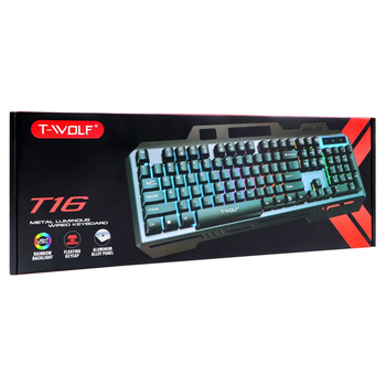 Игровая Клавиатура TWolf T16 поддержка технологии Anti-ghosting (Multi Keys) кабель 1.3 метра Черный