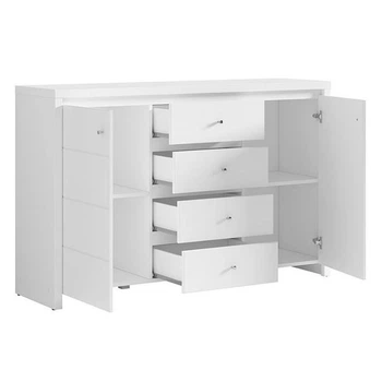 Комод Крістіна BRW (Black Red White) KOM2D4S Білий + Білий глянець 143х40х92 см