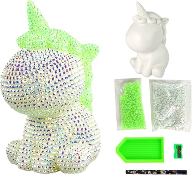 Єдиноріг Алмазна Мозаїка 18 см SHR18 (Голограмні Стрази) SHLab White (35144-29)