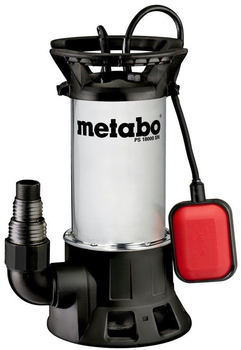 Насос занурювальний для грязної води Metabo PS 18000 SN, 1000Вт, 19куб/рік, висота подачі 11м, занурення до 7м, внутрішня різьба 1"/1/2", 7.9кг