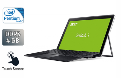 Нетбук-трансформер Б-класс Acer Switch SW312-31 / 12.2" (1920x1080) IPS Touch / Intel Pentium N4200 (4 ядра по 1.1 - 2.5 GHz) / 4 GB DDR3 / 64 GB SSD / Intel HD Graphics 505 / WebCam / Type-C б/у