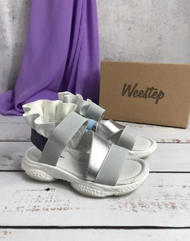 Босоніжки для дівчаток Weestep 31р - 20.2 см Біло-сірі (549)