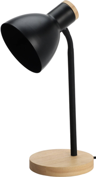 Lampa stołowa z drewnianą podstawą Home & Styling Collection 36 cm Black (8720573954204)