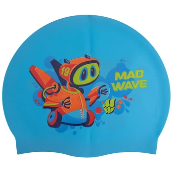 Шапочка для плавания детская M-D Junior MAD BOT (силикон, Голубой) (M057915_Голубой)