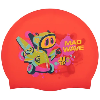 Шапочка для плавания детская M-D Junior MAD BOT (силикон, Красный) (M057915_Красный)