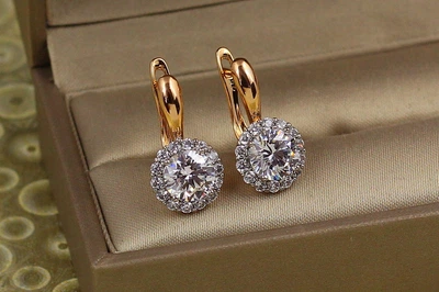 Серьги Xuping Jewelry Сияние в ободке с родием 1,9 см золотистые