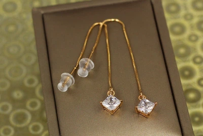 Сережки протяжки Xuping Jewelry ромбики 7 мм золотисті
