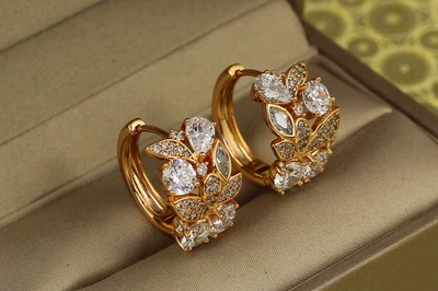 Сережки Xuping Jewelry Флористика 1,7 см золотисті