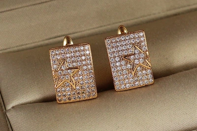 Сережки Xuping Jewelry прямокутник із зіркою 1,4 см золотисті