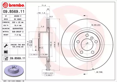 Диск гальмівний BMW X4, BREMBO (09B56911)